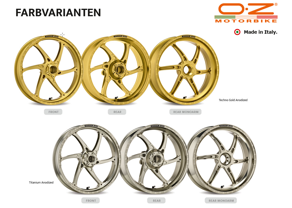 O.Z. GASS RS A and GASS R Farbausführungen