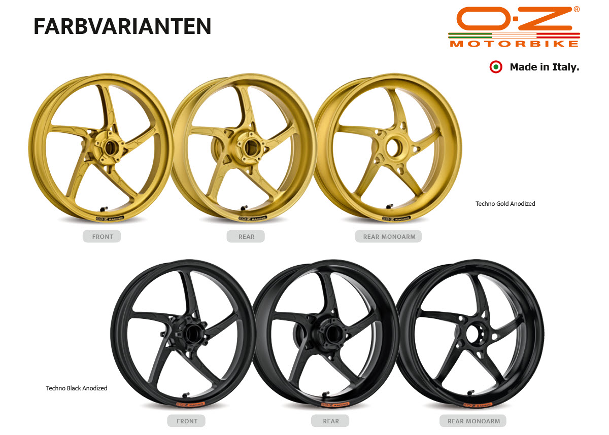 O.Z. PIEGA und PIEGA R Farbvarianten