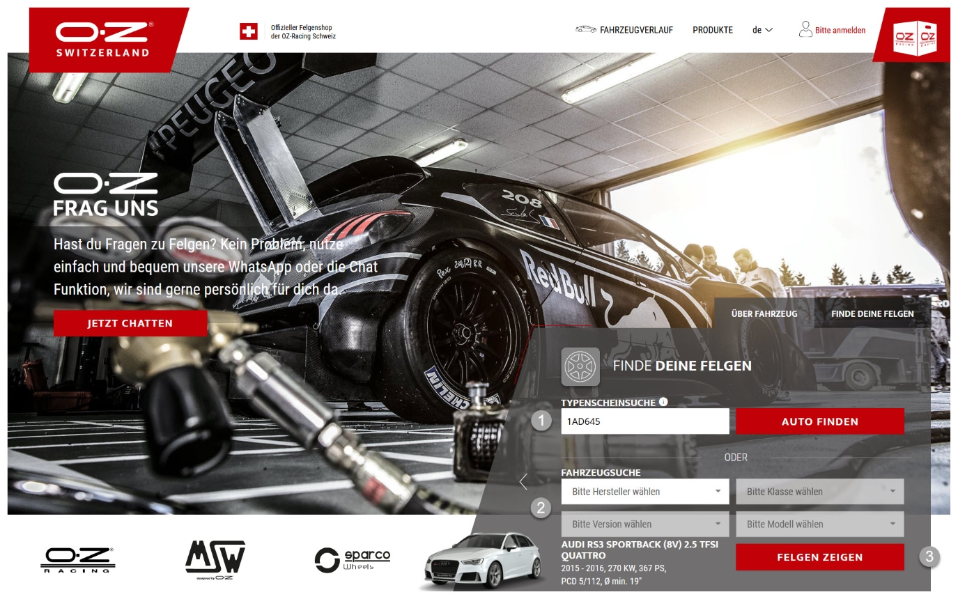 Felgen nach Fahrzeug konfigurieren